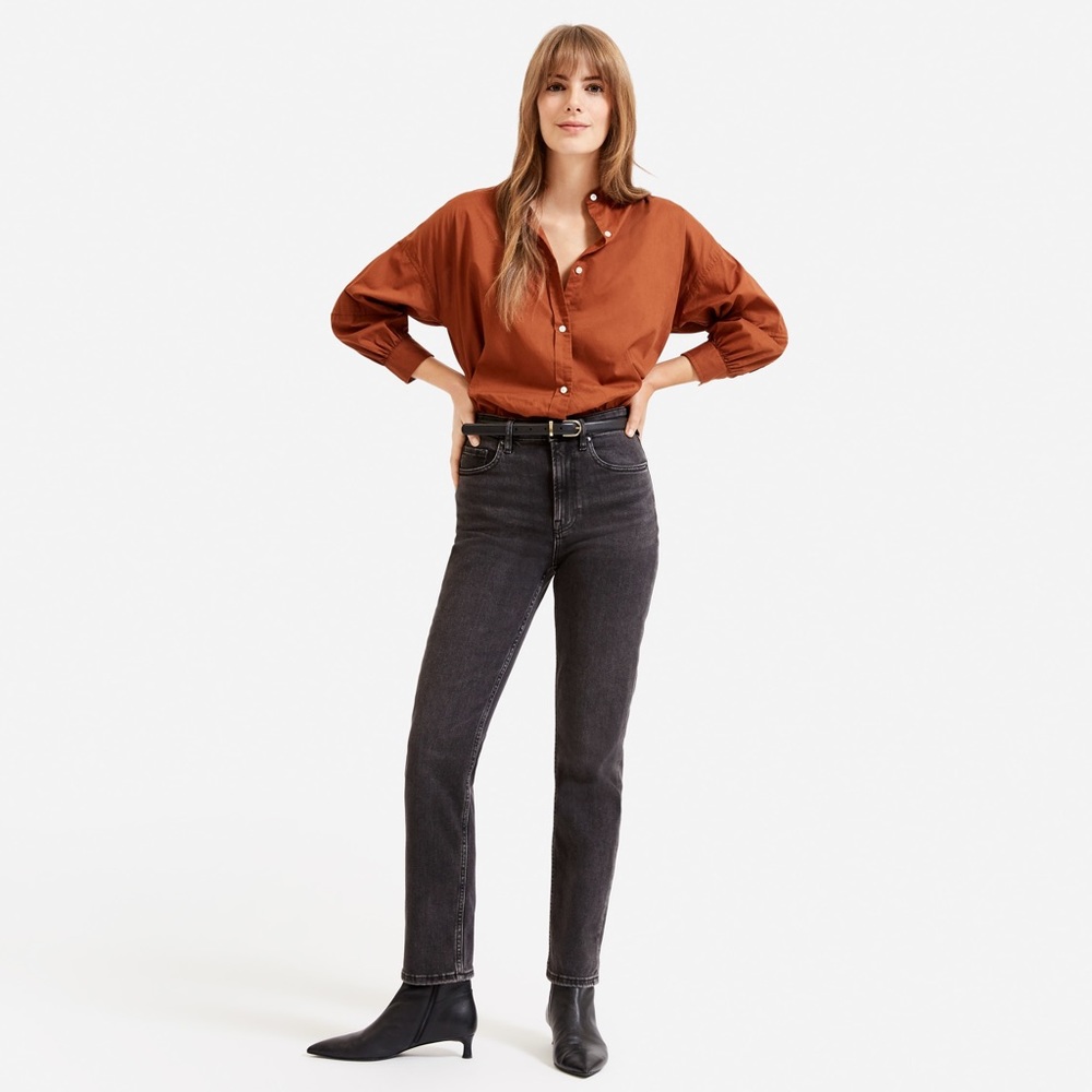 Everlane Black High Waist Rise Straight Size 27 Regular Jeans Denim Western
